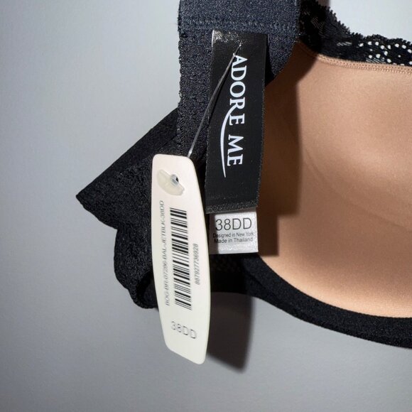 Adore Me Lace & Mesh Bra Black Floral Design 38DD - Picture 6 of 8